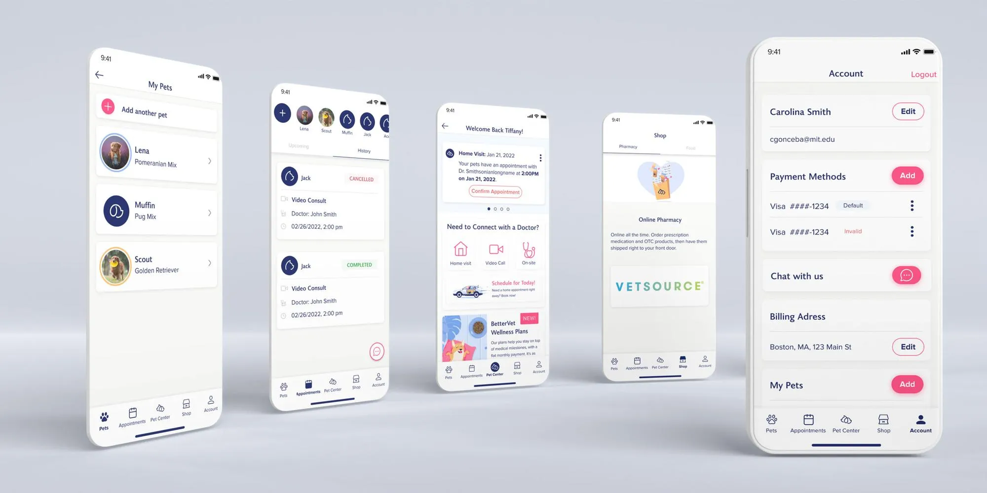 App screens
